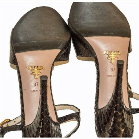 NEW Prada Black Jewel Heels Snakeskin Size 37 US 6.5 or 7 - Picture 6 of 8